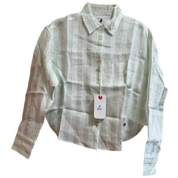 FELIX 100% Linen Striped Button Up Shirt - Picture 1 of 8